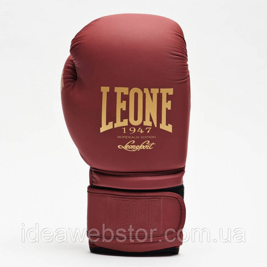 Боксерские перчатки Leone Mono Bord бордовые тренировочные для бокса спарринга и работы на мешке 12 унций Киев - изображение 4