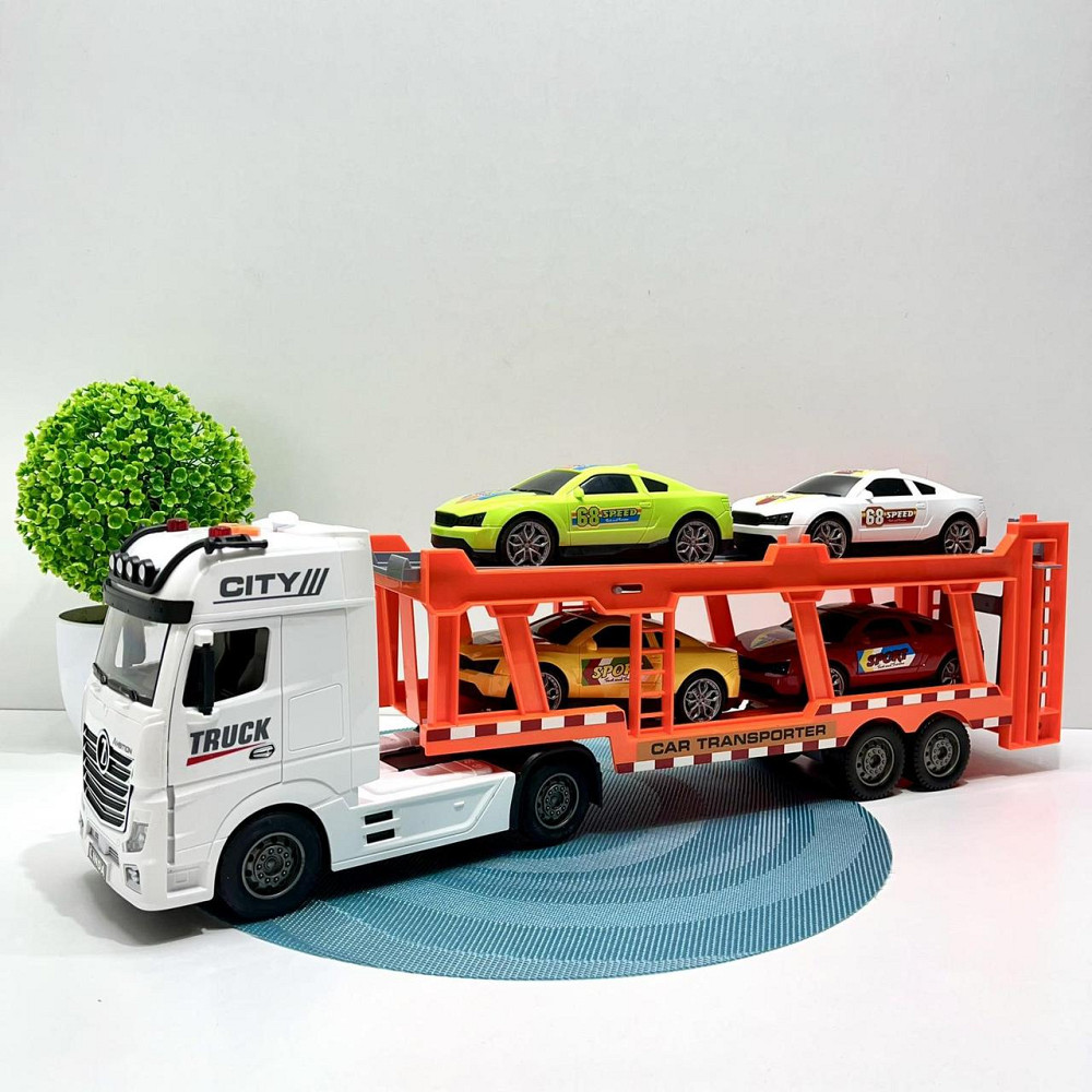 Трейлер інерційний звук світло 57см 4 машинки (8193-1) Чернигов - изображение 1