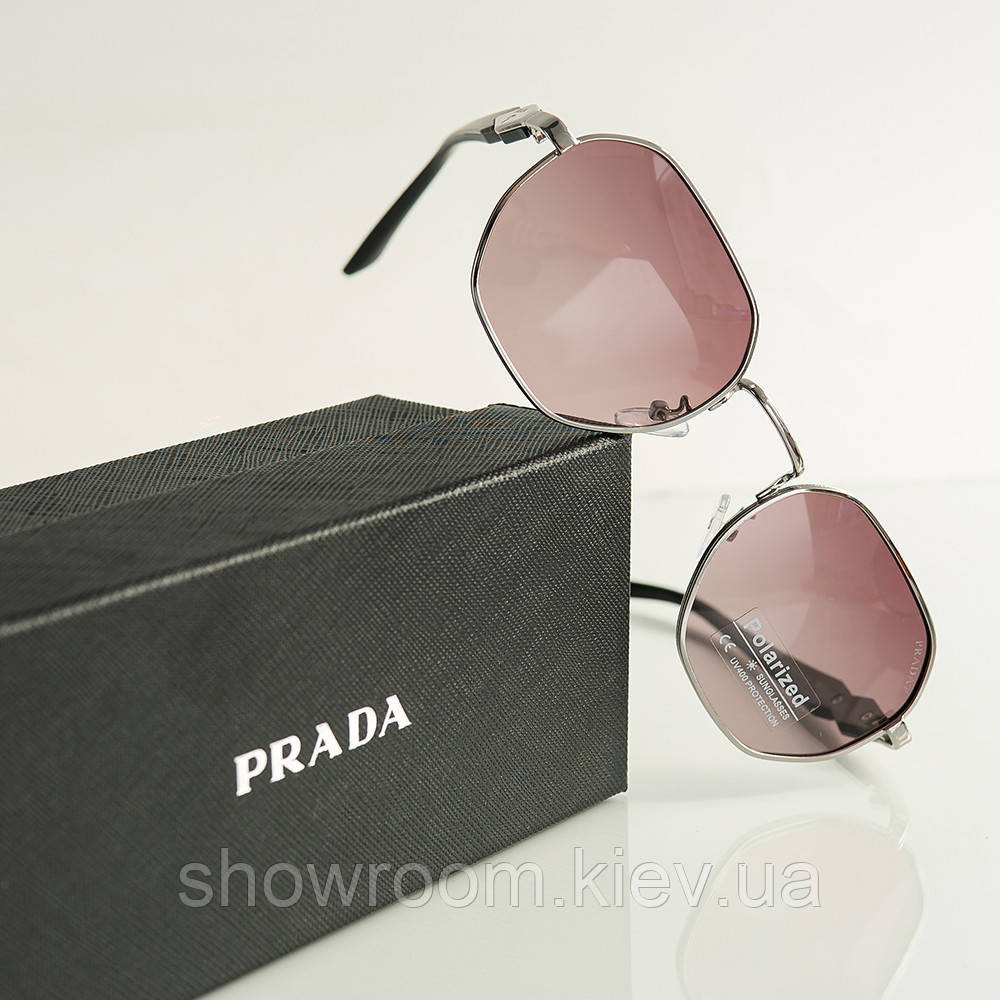 Жіночі брендові сонцезахисні окуляри Prada (08242) brown Київ - фото 5