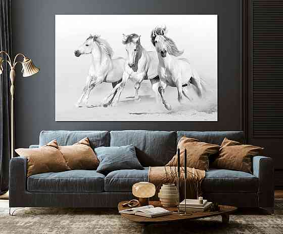 Картина полотно у вітальню / спальню  Білі Коні     MLP_397 ( 60х30см ) 90х180см Київ
