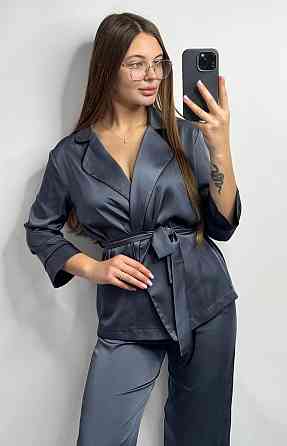 Піжама жіноча шовкова зі штанами Графітовий ч/к XL/2XL Харків