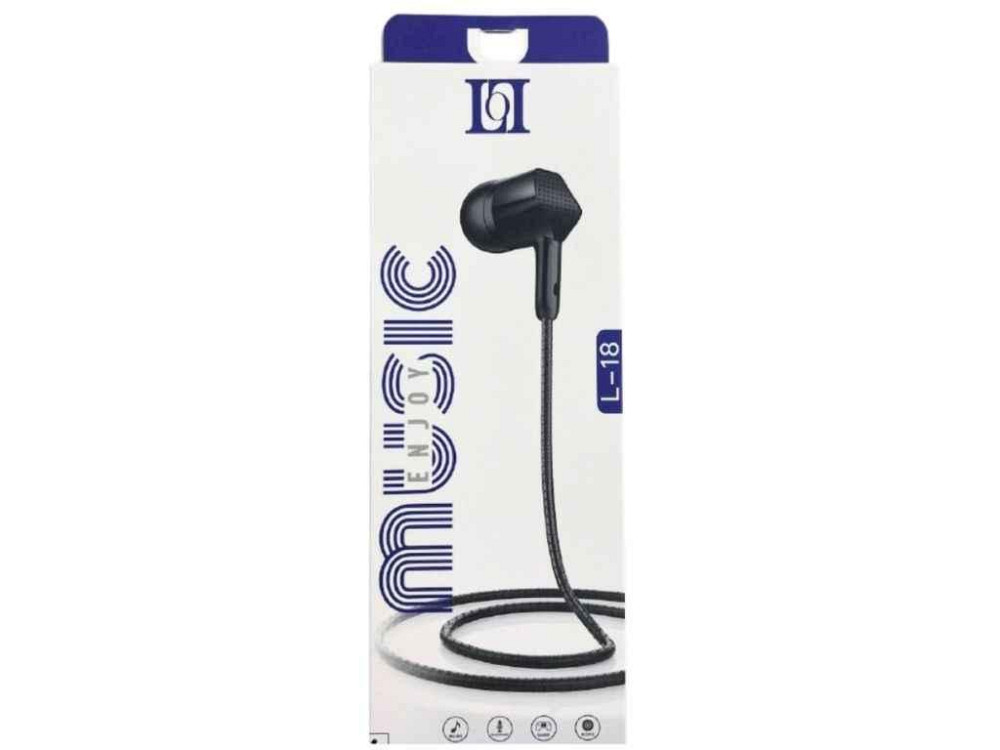 Наушники вакумные с микрофоном черные AUX L-18 ТМ YESPLUS Киев - изображение 1