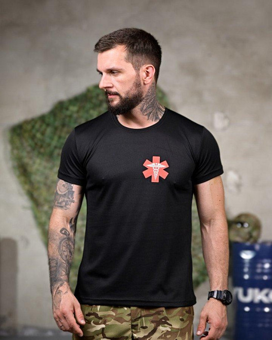 Тактична потовідвідна футболка Medic black РП7346 Одеса - фото 2