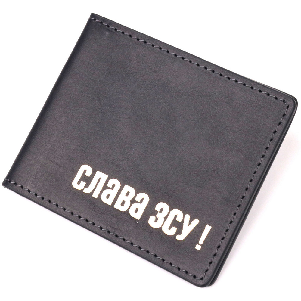 Надежная обложка из винтажной кожи для удостоверения участника боевых действий Черная (GRANDE PELLE) Киев - изображение 5