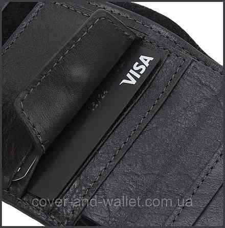 Солидный мужской кошелёк из итальянской кожи черного цвета Grande Pelle 502410 Киев