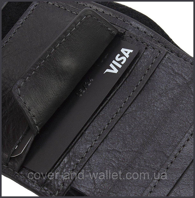Солідний чоловічий гаманець з італійської шкіри чорного кольору Grande Pelle 502410 Київ - фото 6
