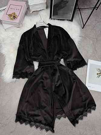 Женский домашний халат на запах велюр с кружевом Шоколад, Oversize 42/46 Одесса