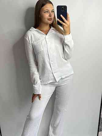 Женский комплект из натуральной ткани Без узоров и принтов, Белый, M-L Харьков