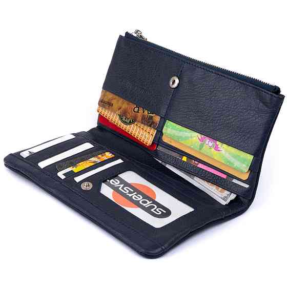 Вертикальний гаманець на кнопці жіночий ST Leather 19203 Темно-синій Київ