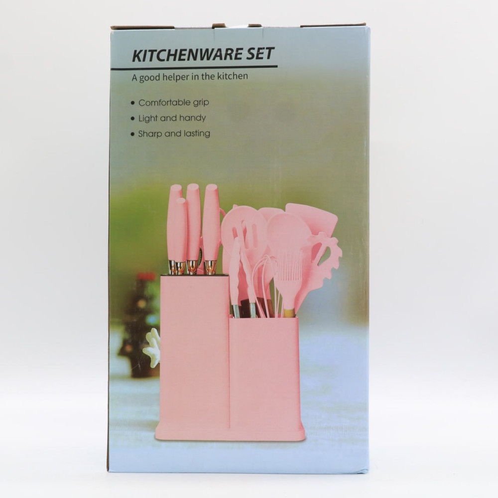 Набір кухонного приладдя, 19 предметів Kitchen Set, Рожевий / Набір приладів для кухні / Набір для кухні Київ - фото 10