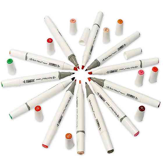 Набір професійних двосторонніх маркерів для скетчинга в чохлі Rich New 48 кольорів, Набір скетч маркерів Кам'янець-Подільський