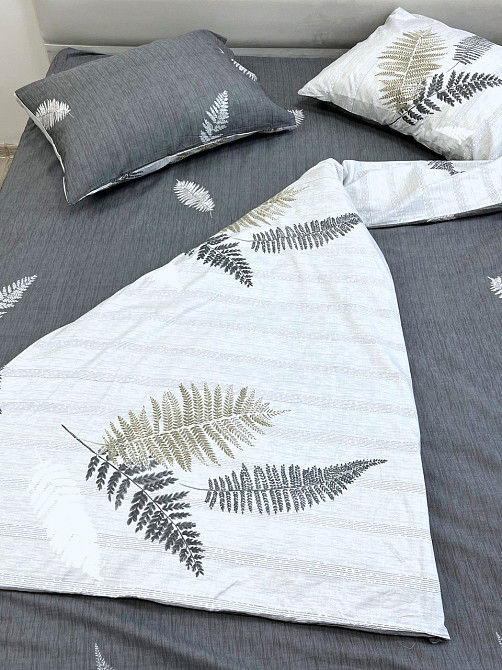 Ecotton Комплект постільної білизни Ecotton Євро 210х220 см сірий Папороть (21007АВ) Коломия - фото 1