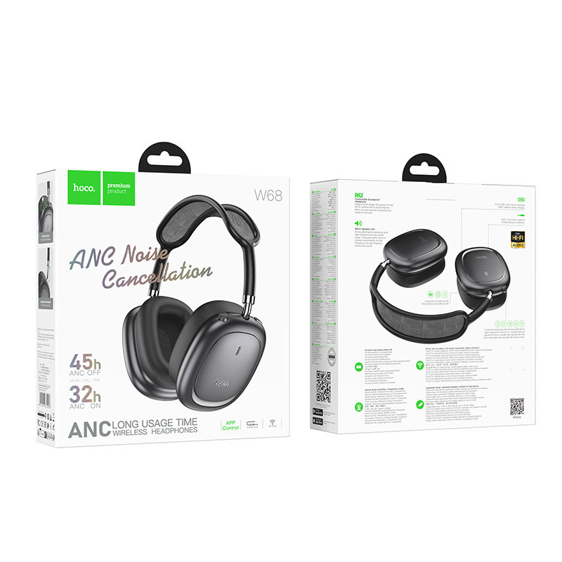 Бездротові накладні навушники HOCO W68 Calma ANC noise-canceling BT headphones(App) Metal Gray Одеса - фото 2