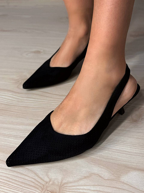 Туфлі жіночі Meideli 2051-37 slingback човники замшеві з перфорацією чорні, 38, 24,7 см Київ - фото 3