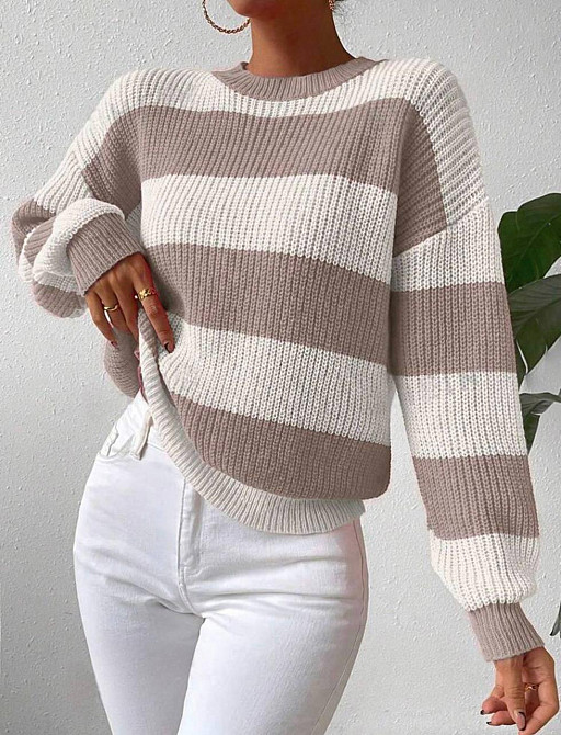 Жіночий повсякденний базовий светр ALaкрил/вовна біло-бежевий Одеса - фото 2