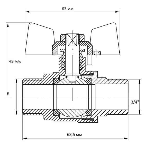 Кран кульовий Koer 3/4" ШШМ (KR.219) (KR0158)   ( 20302 ) Харків
