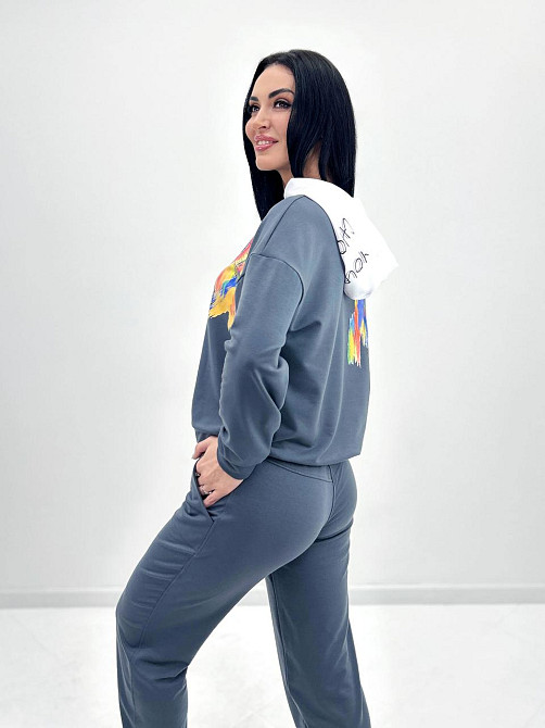 Жіночий костюм-двійка з капюшоном "Rainbow"| Норма | Розпродаж моделі Графіт, 46-48 Київ - фото 2