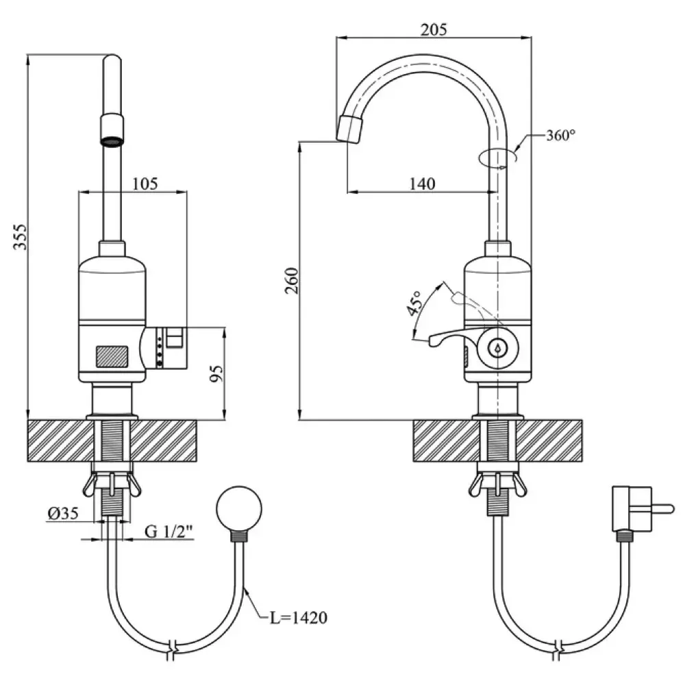 Проточный водонагреватель для кухни WEZER SDR-A05T белый Киев - изображение 4
