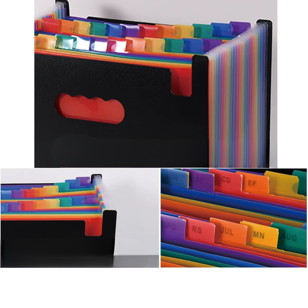 Папка-органайзер для хранения документов и файлов формат А4 на 24 отделения,с цветными вкладками,черная 330x240x30 мм Каменец-Подольский - изображение 3