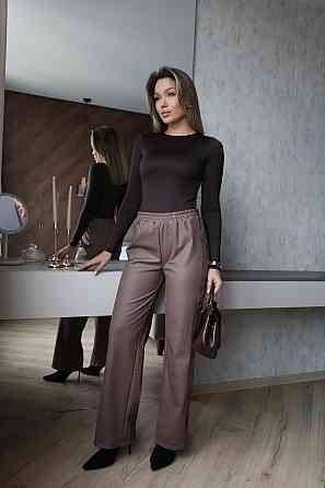 Прямые кожаные штаны на меху Choice 46-48, Мокко Киев