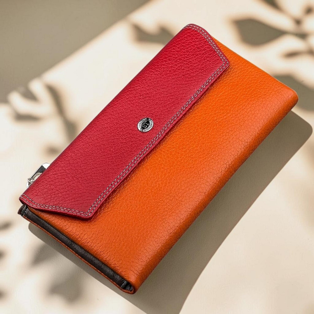 Жіночий багатофункціональний шкіряний гаманець червоний (ST Leather) Київ - фото 18