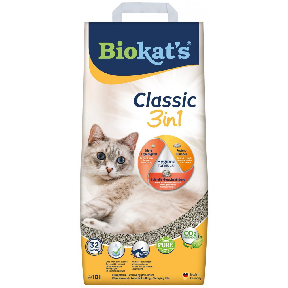 Наполнитель Biokats Classic 3in1 для кошачьего туалета, бентонитовый, 10 л Винница - изображение 1