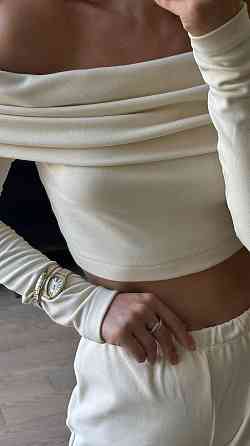 Жіночий затишний базовий костюм-двійка: топ і штани турецька ангора рубчик з в'язкою Молочний, 46/48 Одеса