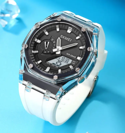 Женские спортивные часы Skmei 2100 (Белые с черным циферблатом) Винница