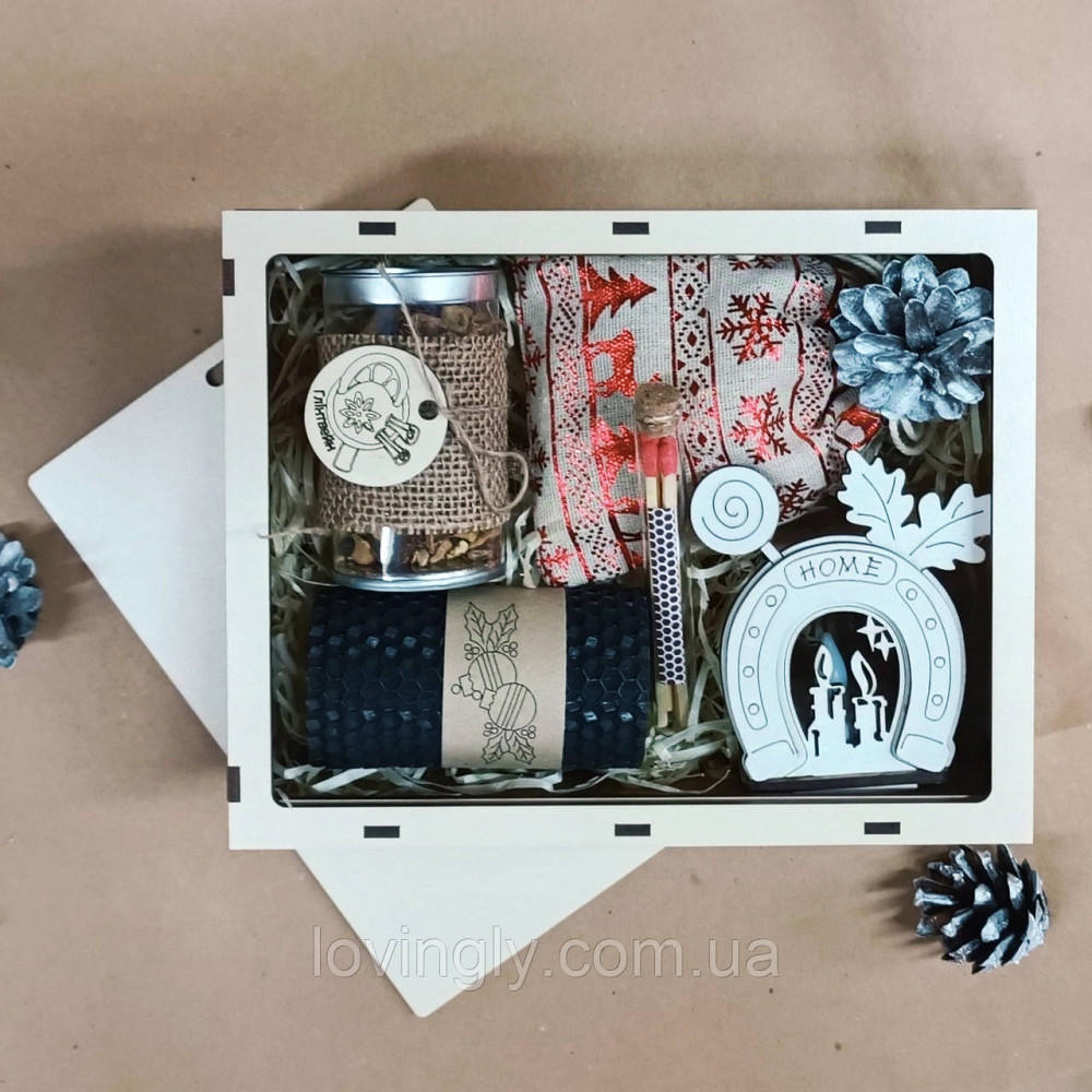 Різдвяний подарунковий набір ручної роботи в коробці з орнаментом Ірпінь - фото 3