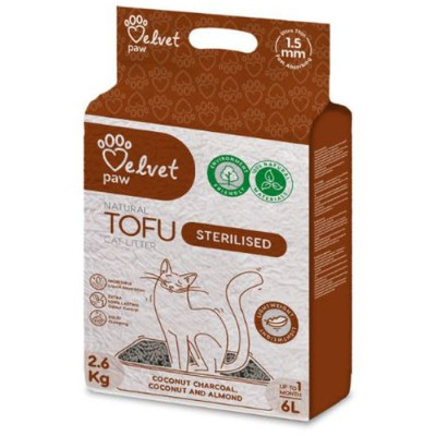 Наповнювач для туалету Velvet Paw TOFU для стерилізованих котів, з кокосовим вугіллям, мигдалевою та кокосовою есенцією (1.5 мм) 2 (TOF70055) Вінниця - фото 1