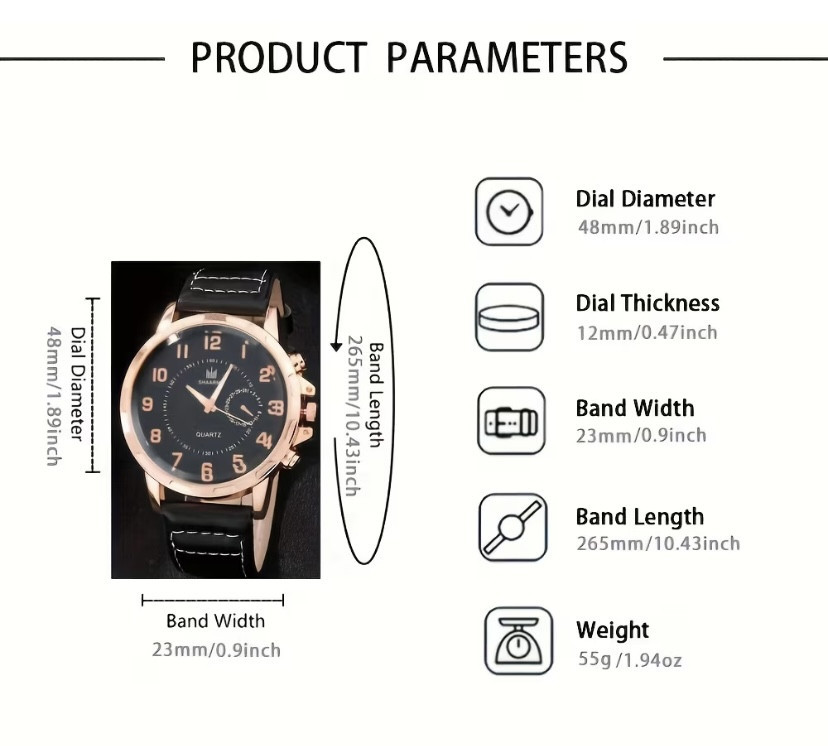 Подарунковий набір для чоловіків 6 в 1 годинник окуляри ручка ремінь гаманець брелок чорний З ДЕФЕКТОМ КОРОБКА Київ - фото 6