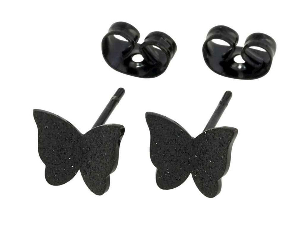 Серьги Stainless Steel Black пусеты Бабочки с шагрением (204086) ТМ XUPING Киев - изображение 1