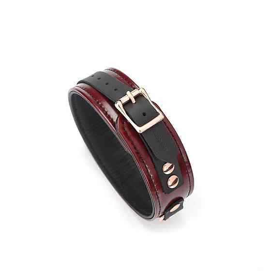 Шкіряний нашийник з повідцем Liebe Seele Wine Red Collar and Leash, 3 кільця для кріплення Sex Aura Київ