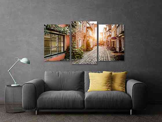 Модульна картина у вітальню/ спальню Світанок в містArt-544_3 100x150 см Київ