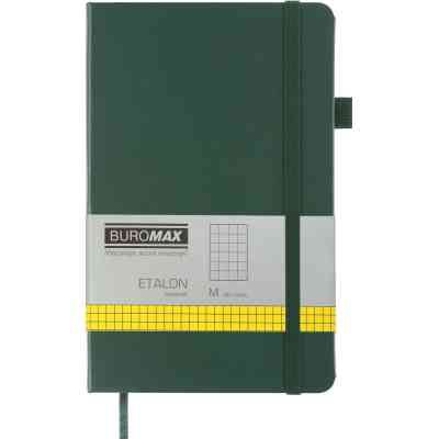 Книга записная Buromax Etalon 125x195 мм 96 листов в клетку обложка из искусственной кожи Зеленая (BM.291160-04) Винница