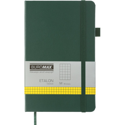 Книга записная Buromax Etalon 125x195 мм 96 листов в клетку обложка из искусственной кожи Зеленая (BM.291160-04) Винница - изображение 1
