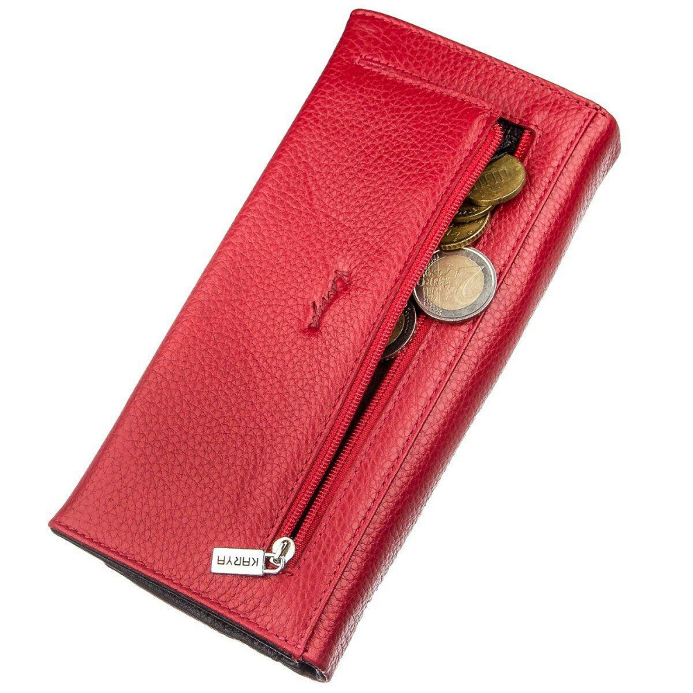 Кошелек женский комбинированный кожаный KARYA 17396 Красный Киев - изображение 7