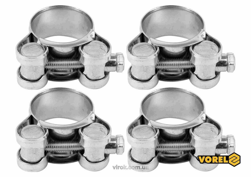 Хомут сталевий, з гвинтовим затискачем GBS W1 VOREL : Ø= 25-27/ 18 мм, оцинкований, 4 шт. [75] Одеса - фото 1