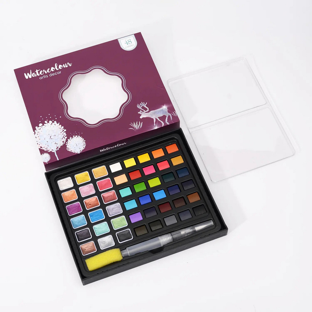 Набір акварельних фарб металіка 48 кольорів, фарби з металевим відливом на водній основі Кам'янець-Подільський - фото 1