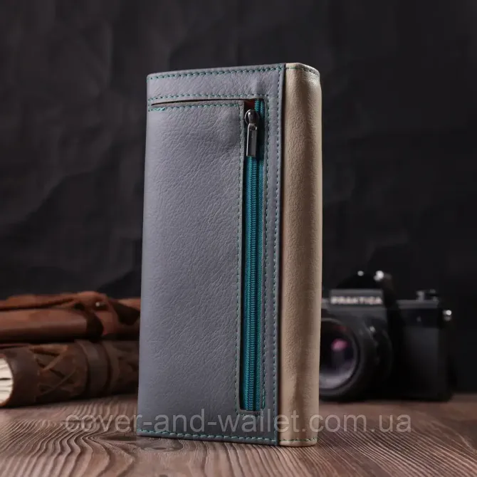 Класичний шкіряний жіночий гаманець білого кольору на магнітах ST Leather Київ - фото 7