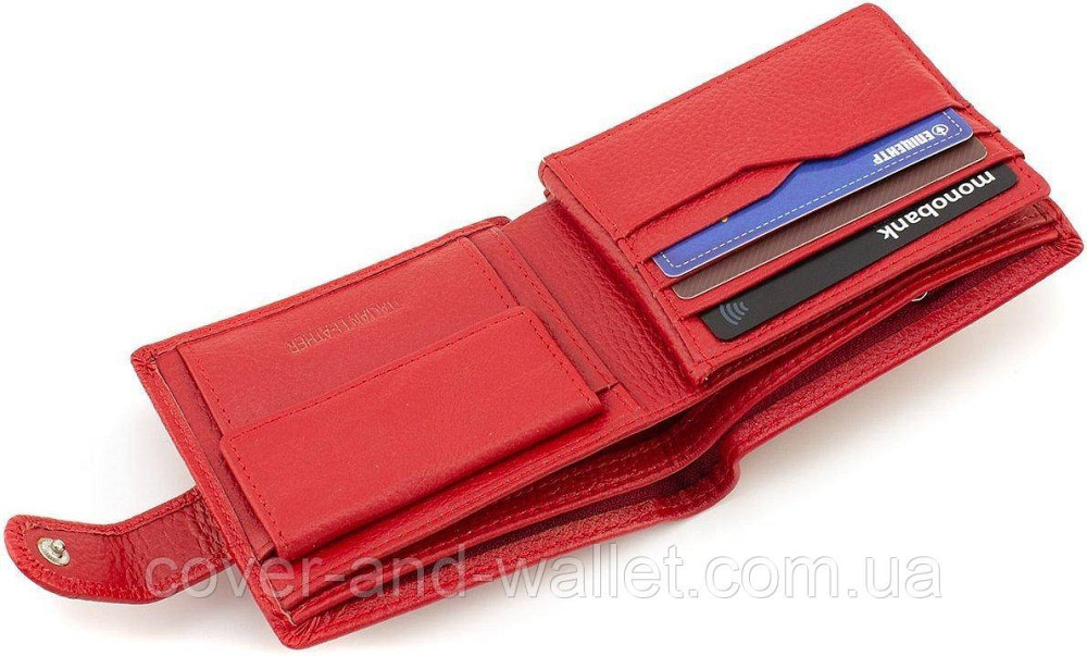 Компактний жіночий гаманець червоного кольору подвійного складання ST 34 Київ - фото 6