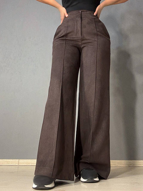 Брюки жіночі Gritana 234 палаццо під замшу коричневі, коричневий, M Київ - фото 4