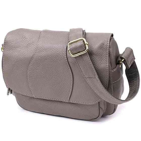 Сумка из натуральной кожи для стильных женщин Vintage 22974 Серый Киев