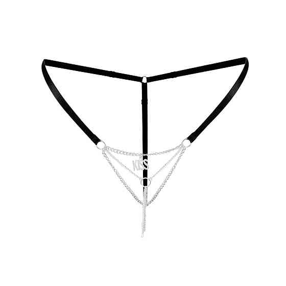 Сексуальні трусики з ланцюжком та підвіскою Art of Sex - KISS panties XS-M, колір чорний Sex Aura Київ