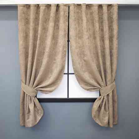 Комплект коротких штор VR-Textil Жакард Sultan YL № 1699ш Темно-бежевий 130х170 см 2 шт (35-0322) Київ