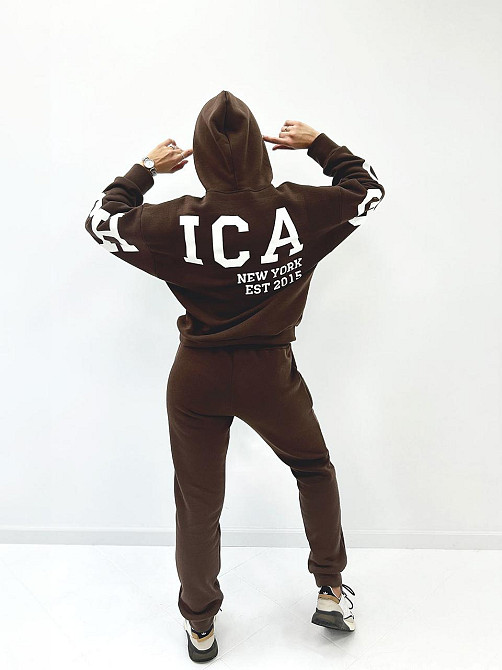 Спортивний костюм на флісі "Chicago" оптом | Батал | Розпродаж моделі Шоколадний, 50-52 Київ - фото 1