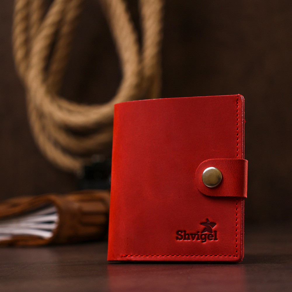 Женское матовое небольшое портмоне Красный (SHVIGEL) Киев - изображение 2