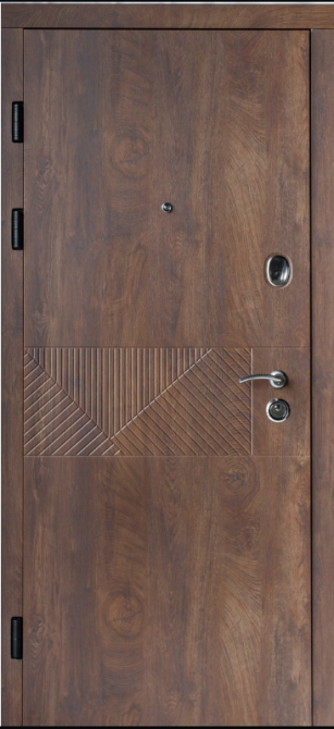 Двері вхідні Наші Двері РУБІЖ Геомертія Зріз дерева коньячний 860х2040 мм Київ - фото 1