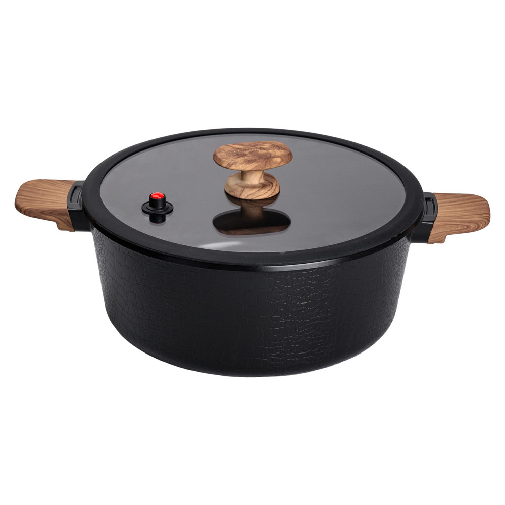 MGC Алюмінієва каструля з керамічним покриттям антипригарним 7.7 л Ø 30 см чорна MGC HP-4-455B Київ - фото 1