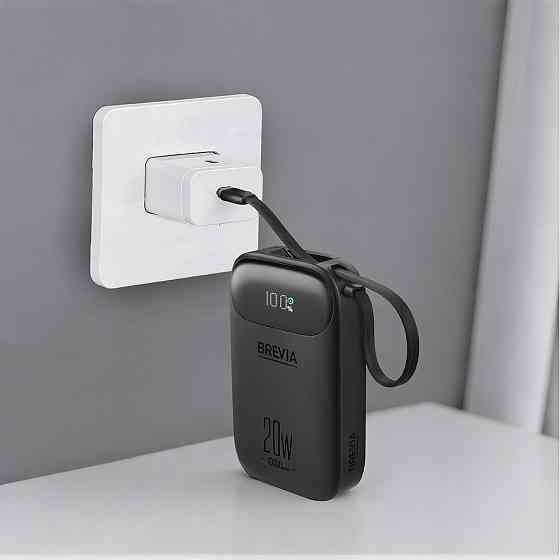 Повербанк (Power Bank) Brevia ePower 10000mAh PD20W CompactMini LCD черный + кабель Львов